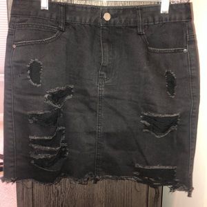 Black Denim Skirt